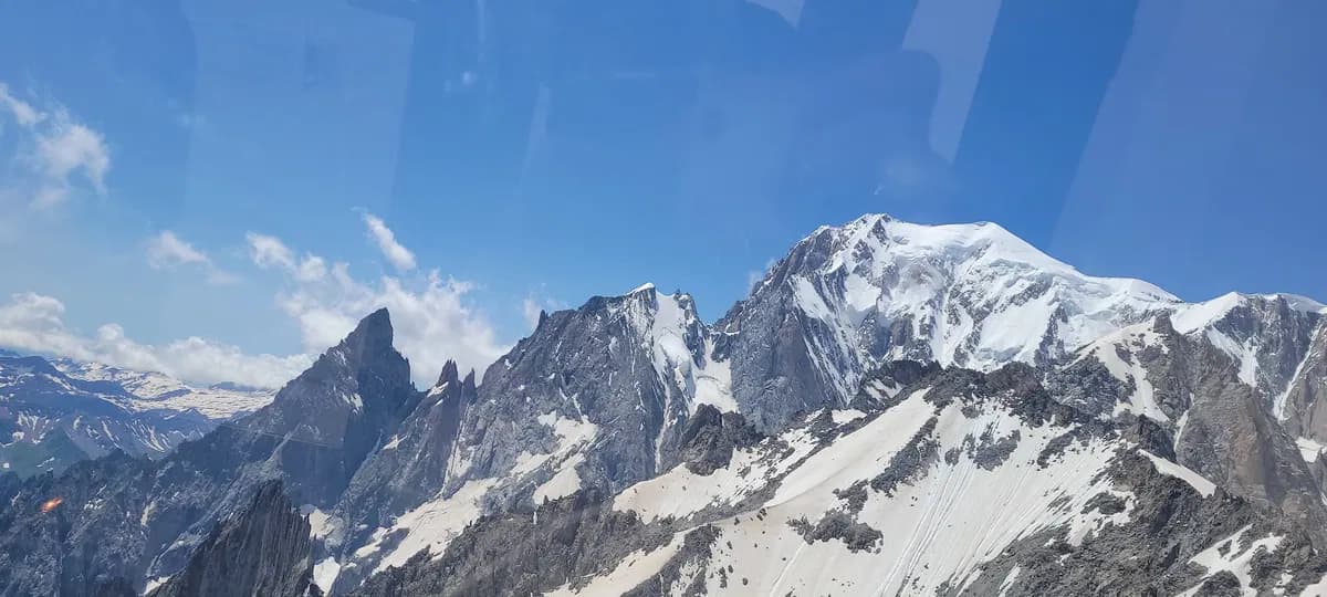 View of the Peuterey Ridge from the terrace of the Turino Hut